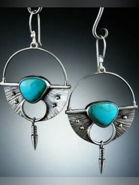 “Turquoise Bullets” Shield Armor Weapon Warrior Arrow Dart Southwestern Earrings